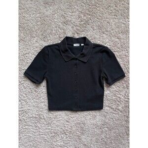 Sunday Best Aritzia Audio Button Down Crop Top in Black Size XXS